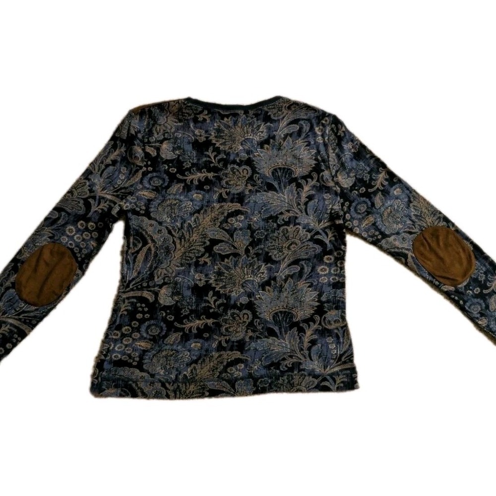 Vtg Lauren Jeans XL Paisley Suede Patch Equestrian Preppy BaseLayer Long Sleeve - Picture 5 of 14
